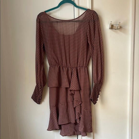 Bailey 44 Dress Size 4 Medallion Polka Dot Print Ruffle Sheer Long Sleeve - Picture 2 of 7